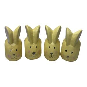 Pier 1 Light Yellow Painted Easter Bunny Napkin Holders Set of 4